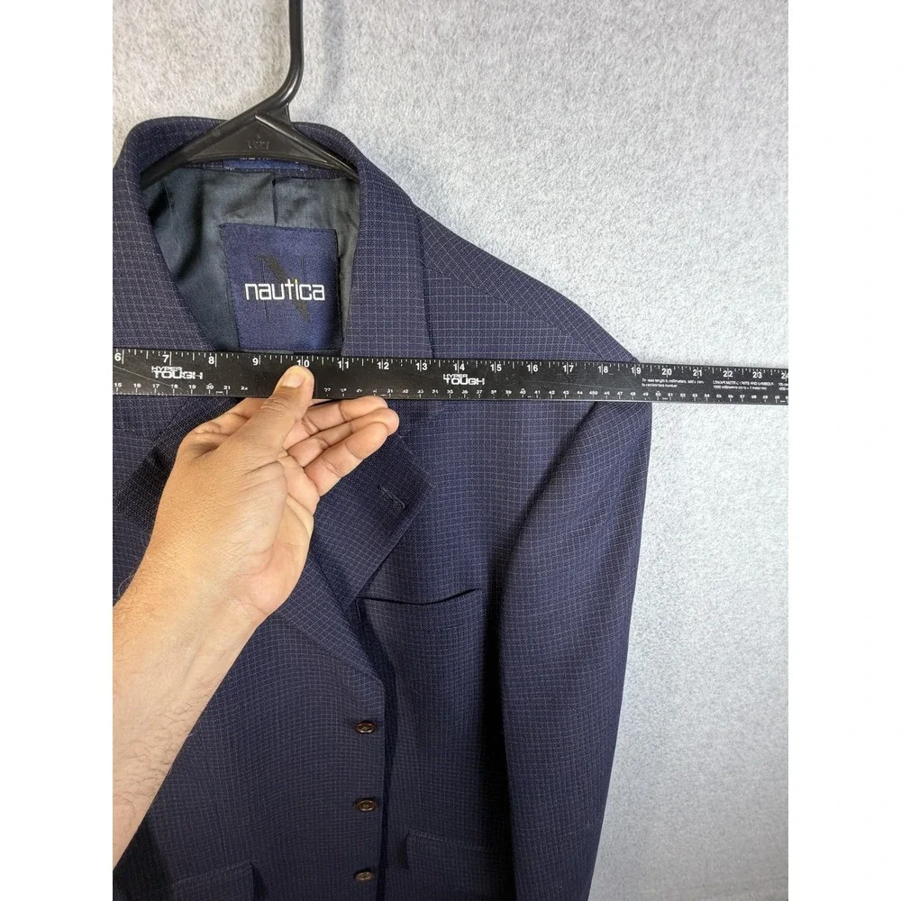 Nautica Blazer Mens 44R Blue Check Wool Sport Coat Jacket Lord &‎ Taylor Classic